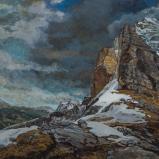 Bernard Bailly, Le Rotstock depuis Eigergletscher, avril 2011, Peinture acrylique sur toile, 114 x 146 cm