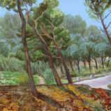 Bernard Bailly,  Provence, Les Alpilles, route départementale, 2013, Peinture acrylique sur toile, 89 x 116 cm